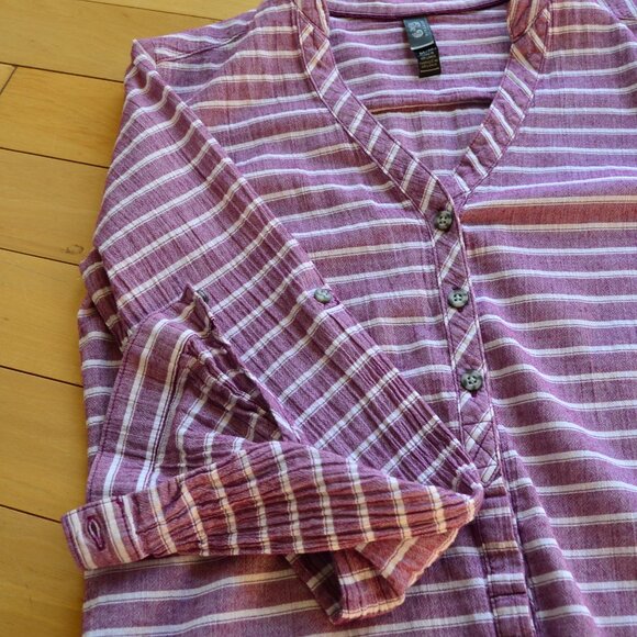 Mountain Hardwear Shirt Purple Stripes Button Up V Neck Casual Outdoor Size M - Picture 6 of 11